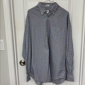 Peter Millar Blue and White Plaid Shirt Size Large
